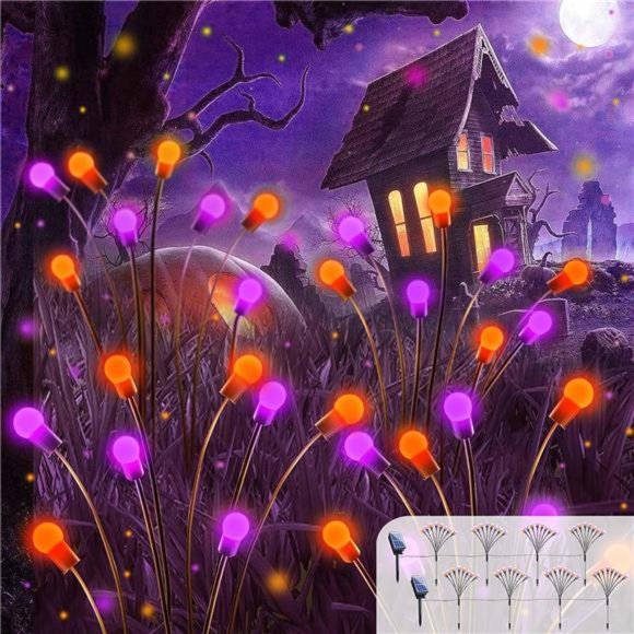 8pack 64LED Purple and Orange Solar Halloween Lights -(Orange&Purple)